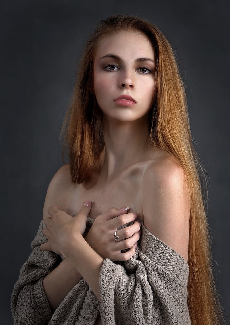 Woman with vintage fabric